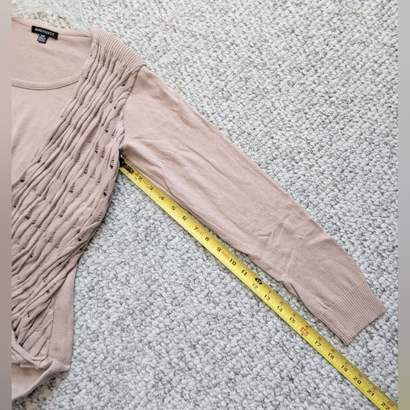 Parkhurst Women's (Size M) Tan Sweater with Faux-Shawl Accent & Rounded Back Hem - Picture 10 of 12